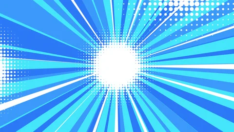 Comic pattern Pop art Vintage background. blue rays halftone texture with dots Stock Footage 160131162