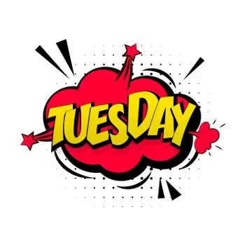 Comic pink effects pop art tuesday start week Illustrazione stock