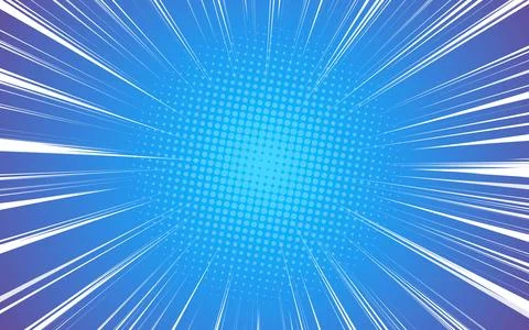 Comic pop art background with halftone dotted speed lines. Vector illustratio Stock Illustration