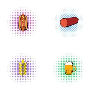 Comic pop art beer and food icons イラスト素材