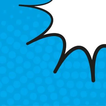 Comic pop art blue background with halftone shadows and clouds beams. Vector Stock Illustration