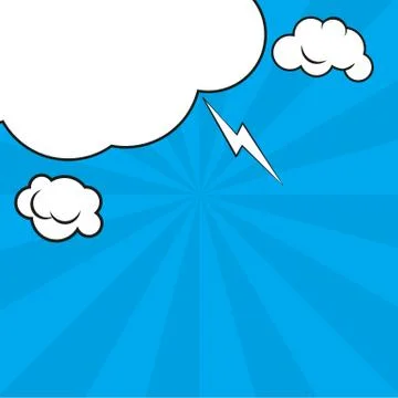 Comic pop art blue background with halftone shadows and clouds beams. Vector 스톡 일러스트