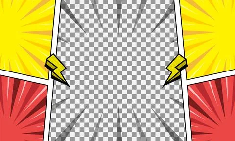 Comic pop art cartoon frame template design with blank photo background ill.. Stock Illustration