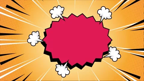 Comic pop art with dynamic rays and speech bubble designs seamless 4k video Stock Footage 293039488