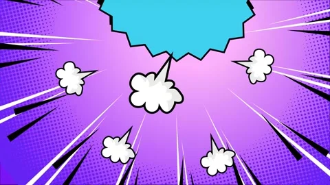 Comic pop art with dynamic rays and blue speech bubble designs  Stock Footage 293047609