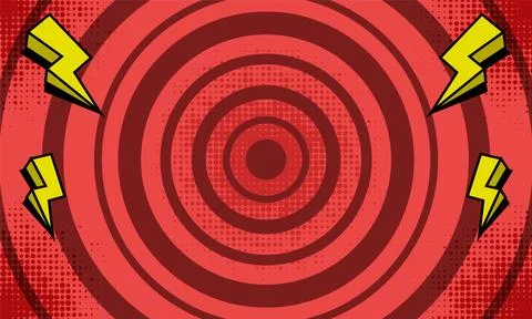 Comic pop art red background with thunder illustration Stock Illustration