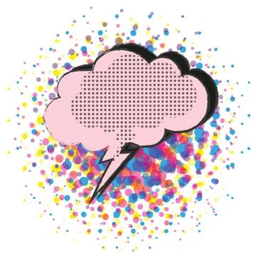 Comic pop art speech bubble cloud shape on halftone background Stock Illustration