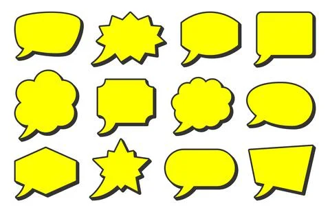 Comic pop art speech bubbles yellow retro frames Stock Illustration