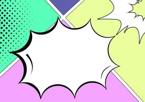 Comic Pop Style Blank Speech Bubble With Copy Space Over Colorful Background Stockillustratie