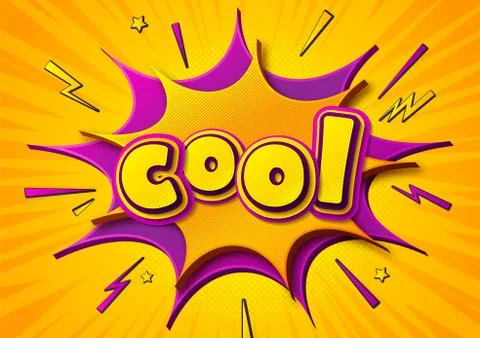 Comic poster with lettering Cool in pop art style Stock Illustration