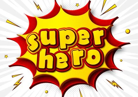 Comic poster with word Superhero in pop art style Stock Illustration