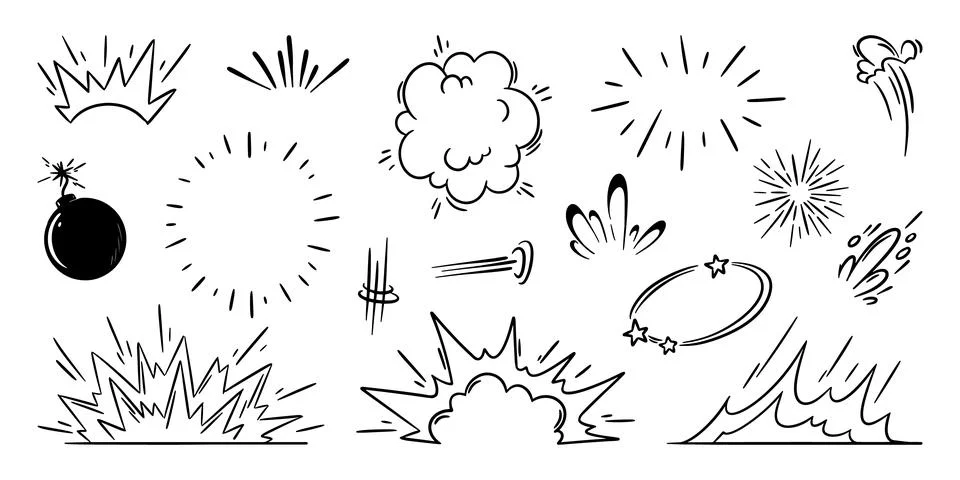 Comic pow effects with explosive bursts イラスト素材