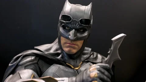 Comic publisher company DC Comics character figure of Batman, played by Stock Footage 159573096
