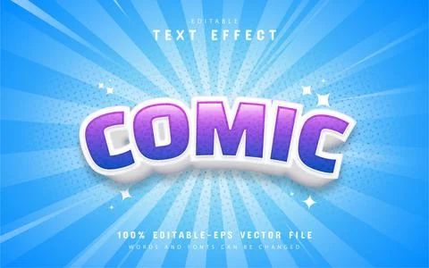 Comic purple cartoon text effect Stock Illustration