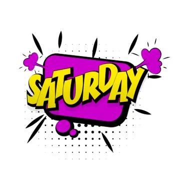 Comic purple effects pop art saturday week end Stock Illustration
