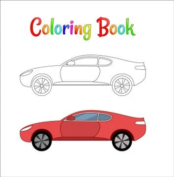 Comic racing car background vector illustration coloring page for kids. Auto 스톡 일러스트