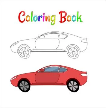 Comic racing car background vector illustration coloring page for kids. Auto Stockillustratie
