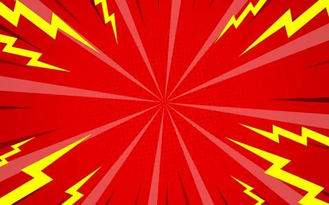 Comic red design background with lightning Stock Illustration