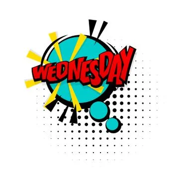 Comic red effects pop art word wednesday half week Stock Illustration