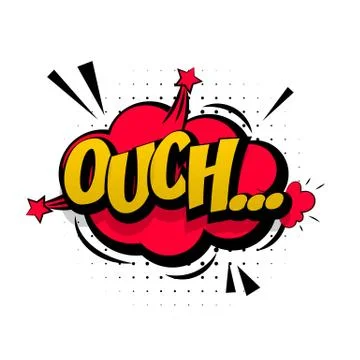 Comic red sound effects pop art Lettering Ouch Stock Illustration