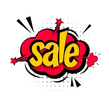Comic red sound effects pop art sound bubble speech with word sale Stock Illustration
