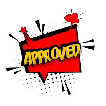 Comic red sound effects pop art approved Stock Illustration