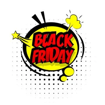 Comic red sound effects pop art black friday Stock Illustration