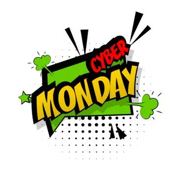 Comic red sound effects pop art cyber monday Stock Illustration