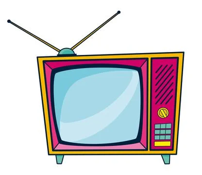 Comic retro tv icon in pop art retro comic style. Cartoon vintage 70s, 80s Stock Illustration