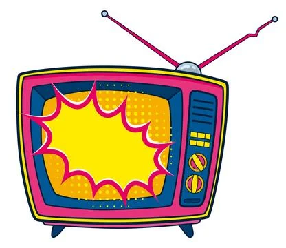 Comic retro tv icon in pop art retro comic style. Cartoon vintage 70s, 80s Stock Illustration