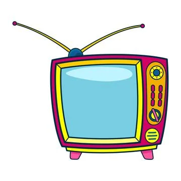Comic retro tv icon in pop art retro comic style. Cartoon vintage 70s, 80s Stockillustratie
