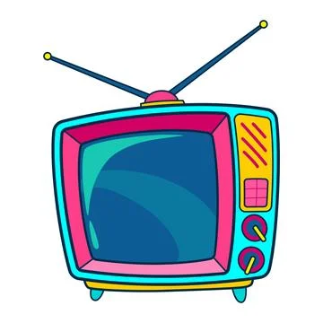 Comic retro tv icon in pop art retro comic style. Cartoon vintage 70s, 80s Stockillustratie
