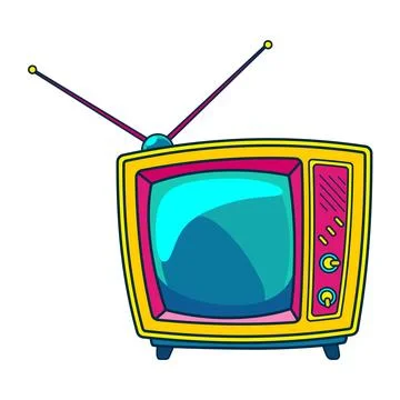 Comic retro tv icon in pop art retro comic style. Cartoon vintage 70s, 80s Stock Illustration