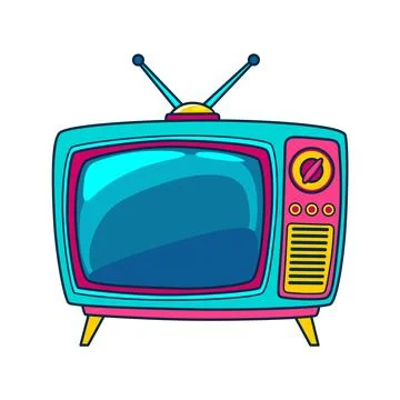 Comic retro tv icon in pop art retro comic style. Cartoon vintage 70s, 80s Stock Illustration