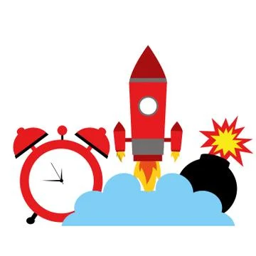 Comic rocket clock bomb Illustrazione stock