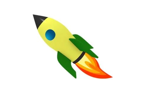 Comic rocket isolated on white Illustrazione stock