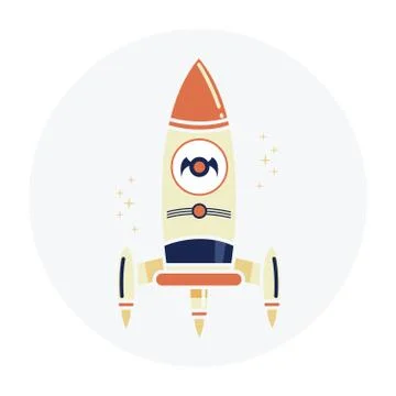 Comic Rocket Ship In Cartoon Style Stock Illustration