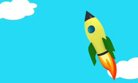 Comic rocket in the sky Stock Illustration