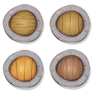 Comic rounded viking shields Illustrazione stock