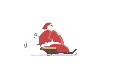 Comic Santa Claus Character Skiing on a Sled in a Playful Winter Animation 库存影片 331107283