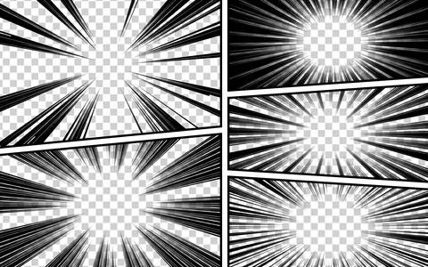 Comic scenes set design on transparent background Stock Illustration