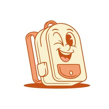 Comic schoolbag back to school cartoon character winked isometric vector illu Ilustración de archivo