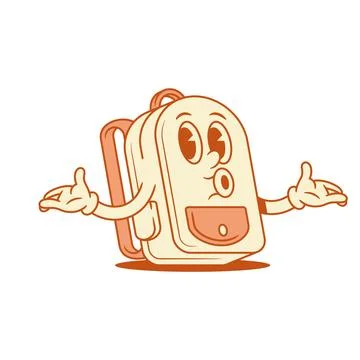 Comic schoolbag back to school cartoon character don't know isometric vecto.. Stock-Illustration