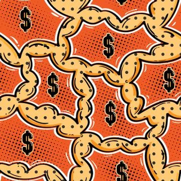 Comic seamless pattern with dollar Stock Illustration
