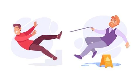 Comic Slip and Fall A Collection of Humorous Accidents in Everyday Life Ilustración de archivo