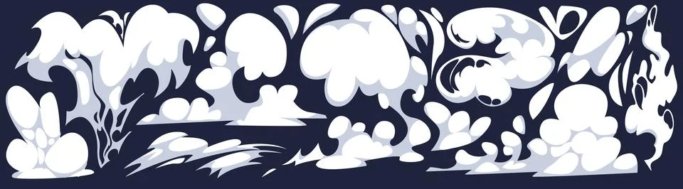 Comic smoke and dust clouds set Stock Illustration