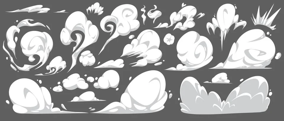 Comic smoke cloud effects collection Stock Illustration