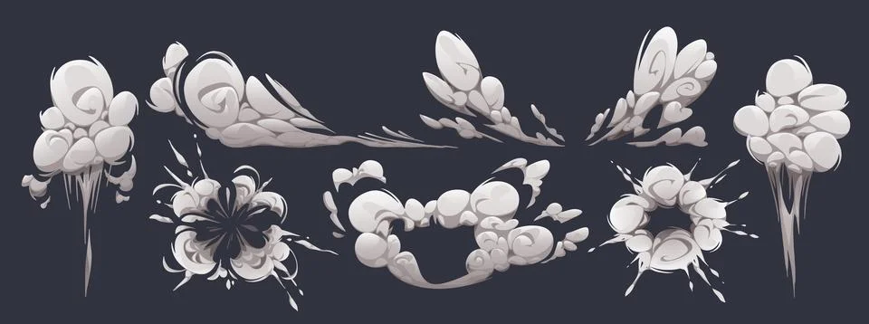 Comic smoke clouds of speed motion, explosion Stock Illustration