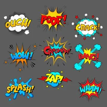 Comic sound effect set 库存插图