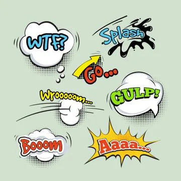 Comic sound effects cartoon vector set Stock Illustration